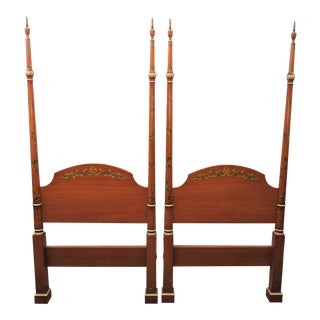 Late 20th Century Adams Style Faux Paint Decorated Post Twin Size Headboards - a Pair For Sale