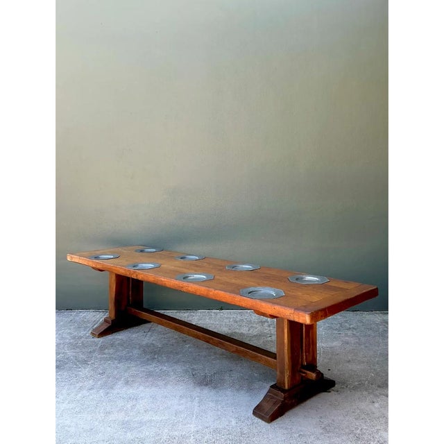 French Country Vintage Monumental Metal Plate Refractory Monastery Table For Sale - Image 3 of 13