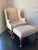 Vintage Hooker Furnishings/ Sam Moore leather chair ottoman set. Elegant champagne leather. Decorative brass nailhead...