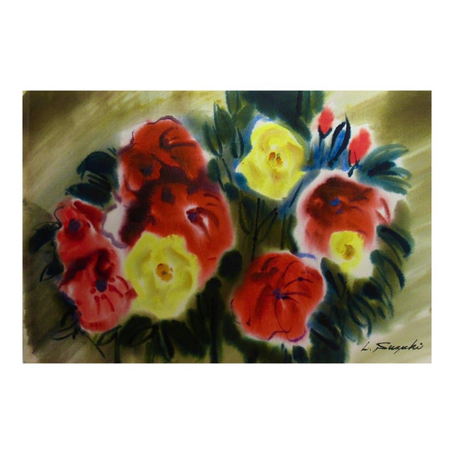 Lewis Suzuki Still Life With Flowers Circa 1960 Painting For Sale
