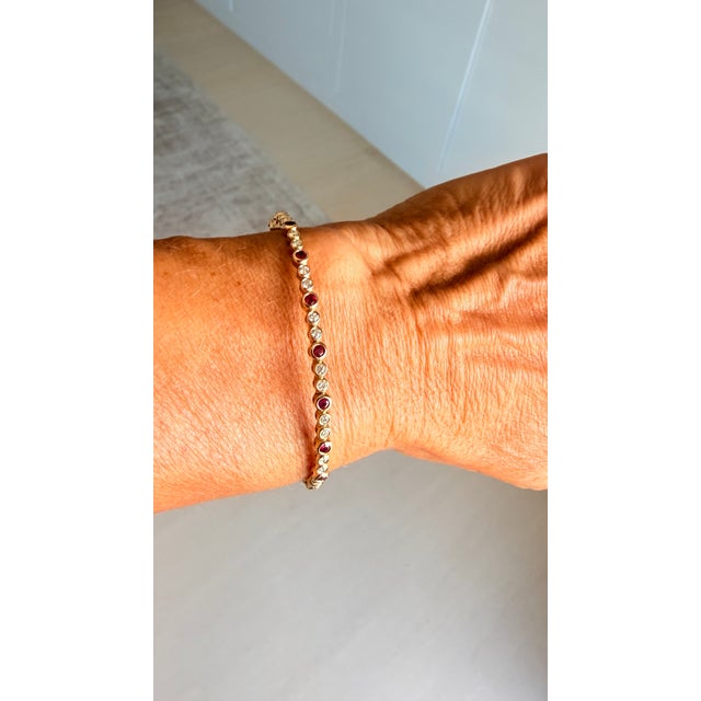 Vintage Ruby and Diamond Flexible 14k Yellow Gold Bracelet For Sale - Image 12 of 12