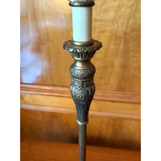 Metal Late Twentieth Century Gold and Black Neoclassical Style Buffet Lamp From the Bombay Company For Sale - Image 7 of 10
