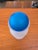 Vintage Frosted Glass Decanter / Bottle With Cobalt Blue Ball Stopper For Sale - Image 12 of 14