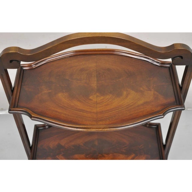 Vintage Regency Style Mahogany 2 Tier Folding Muffin Cake Stand Side Table For Sale - Image 4 of 12