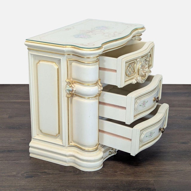 Italian Vintage Italian Hand-Painted Three Drawer Nightstand For Sale - Image 3 of 10