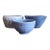 Vintage Set of 3 Blue Glazed Stoneware Pottery Bowls For Sale