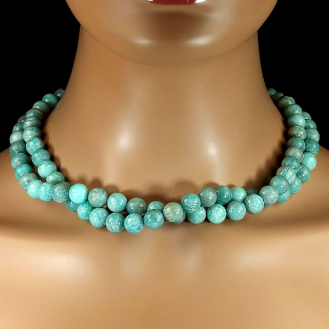 Traditional Ajd 19 Inch Peruvian Amazonite Two Strand Necklace For Sale - Image 3 of 5