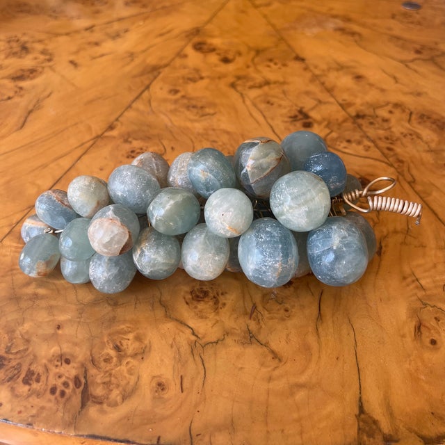 Metal Mid-Century Italian Onyx Grapes – Blue-Green Stone Fruit For Sale - Image 7 of 12