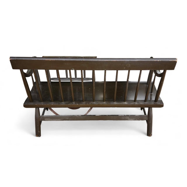 Vintage Hitchcock Style Black Stenciled Nanny (Mammy) Bench 