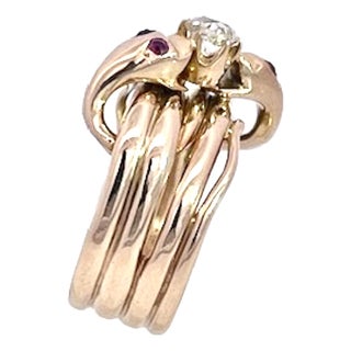 1950s Double Snake Ring Lovers Knot For Sale