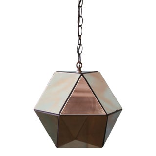 Vintage 1960s Custom Hexagon Mirror Lamp Swag MCM Retro For Sale