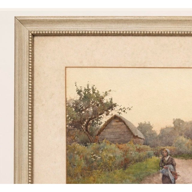 English Antique British Village Watercolor by Royal Academy Exhibitor Ethel Davies For Sale - Image 3 of 5
