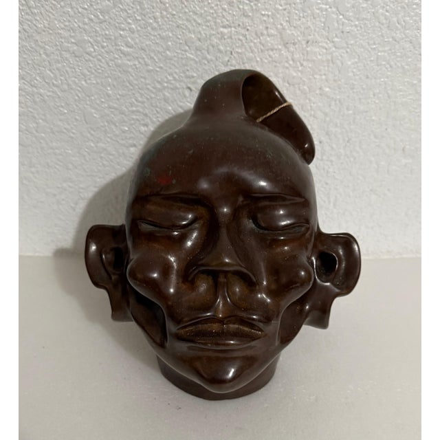 Colin Webster Watson, New Zealand Modernist Abstract Bronze Maori Head Sculpture Colin Webster Watson, 1967 For Sale - Image 9 of 16
