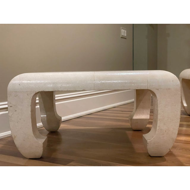 Mid-Century Modern Pair of Springer Low Square Tables Clad in Goat Parchment Leather For Sale - Image 3 of 6