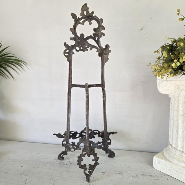 1940s Silver Easel Display Art Picture Holder for Ornate Rococo Revival Shelf Styling For Sale - Image 10 of 11