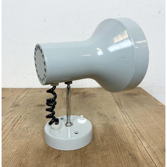 Vintage Grey Metal Wall Lamp by Josef Hurka for Napako, 1970s For Sale - Image 9 of 17