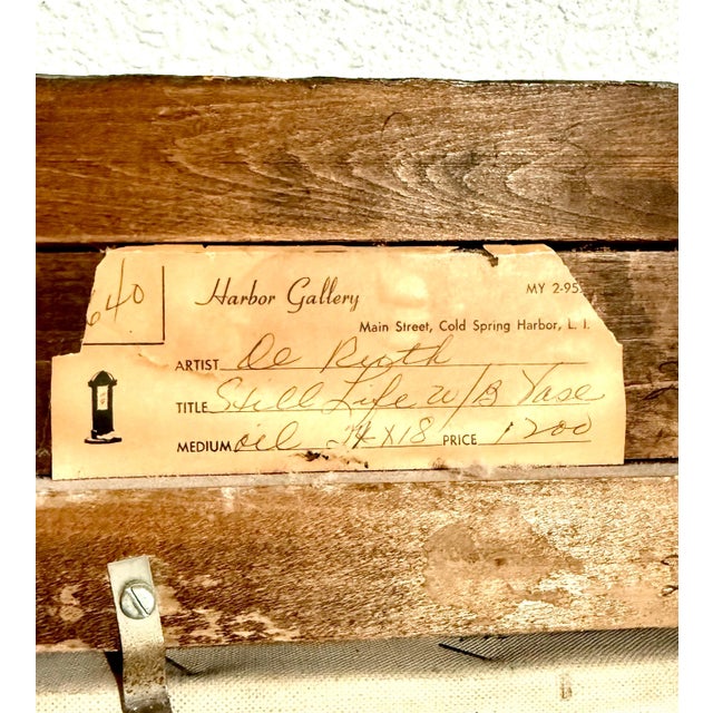 Jan De Ruth, Czech American Floral Oil Painting Jan De Ruth Vibrant Modernist Flowers in Vase For Sale - Image 9 of 10