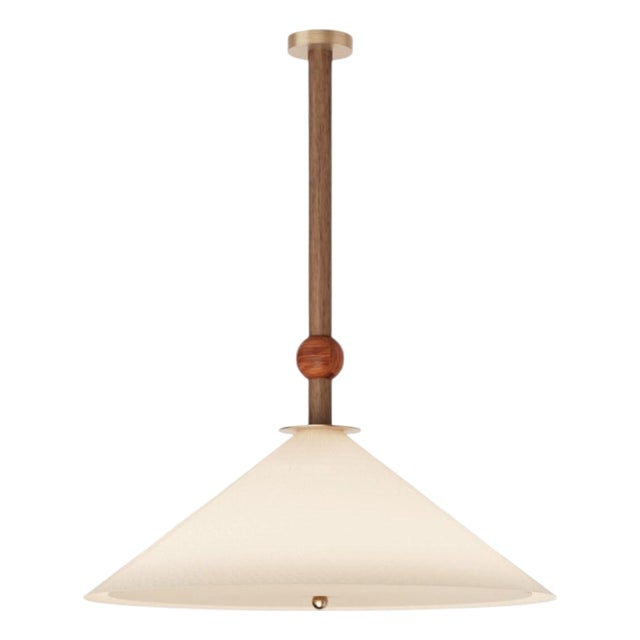 Nikho II Ceiling Lamp in Wood with Brass and Fabric by Marine Breynaert For Sale
