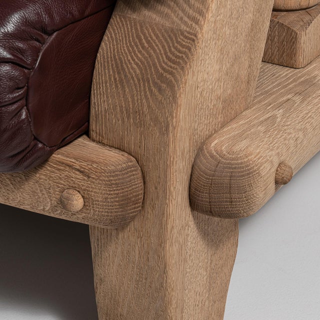 1970s Brutalist Brown Wood Pair of Club Chairs For Sale - Image 4 of 15