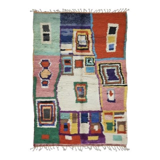Moroccan Color-Block Patchwork Design Rug - 9.4 X 5.9 Ft For Sale
