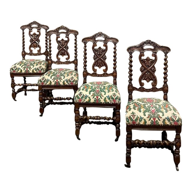 Set of Four 19th Century Napoleon III Period Louis XIV Style Side Chairs For Sale