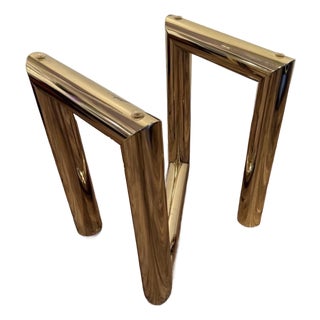 1970s Modern Brass Plated “Z” End or Side Table Base—Karl Springer Style For Sale