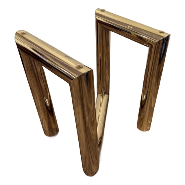 1970s Modern Brass Plated “Z” End or Side Table Base—Karl Springer Style For Sale