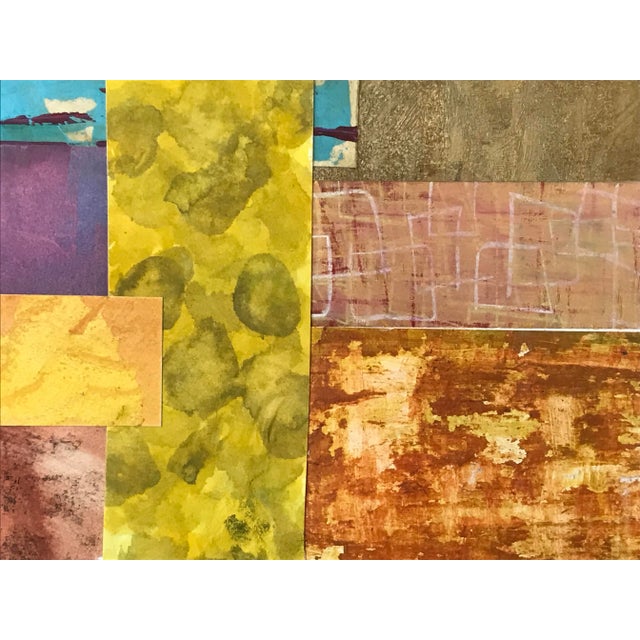 Mid-Century Modern Vintage Abstract Mixed Media Painting Collage For Sale - Image 3 of 5