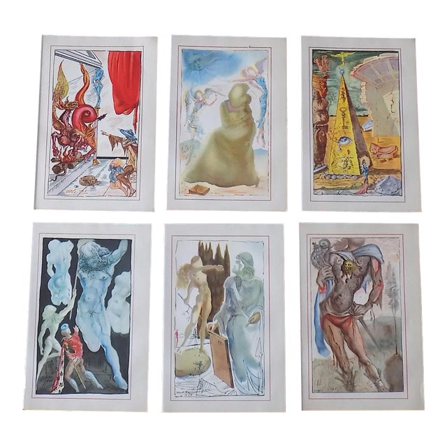 Vintage Mid 20th Century Salvador Dali Surrealist Lithographs - Set of 6 For Sale