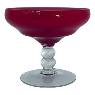 Vintage Red Glass Goblet, 1975 For Sale