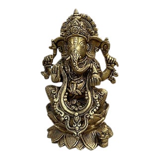 Vintage Indian Brass Statue of Ganesh For Sale