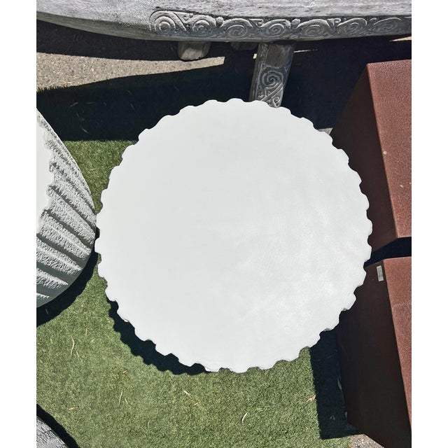 Modern Outdoor White Cement End Table For Sale In Los Angeles - Image 6 of 9