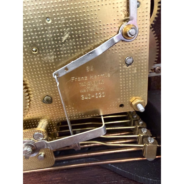 Brass Vintage Franz Hermle Mantel Clock Tempus Fugit Dial Moon Phase Indicator 340-020 For Sale - Image 8 of 8