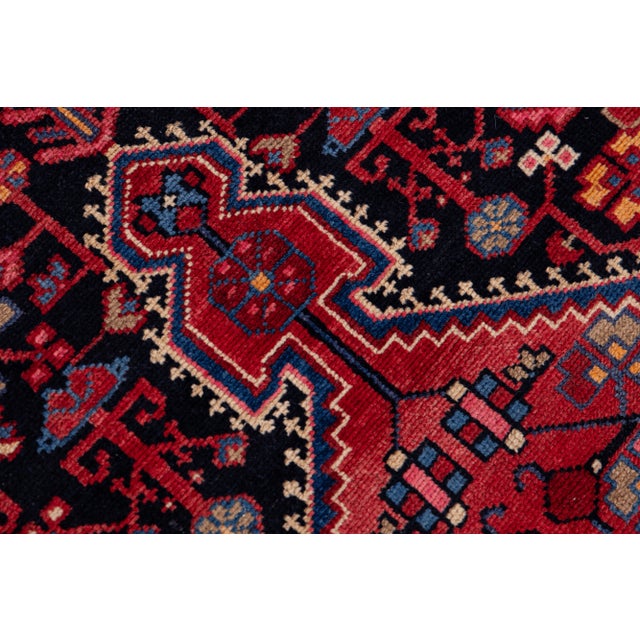 Vintage Handmade Persian Red Geometric Wool Rug 3'8" X 5'8" For Sale - Image 10 of 11