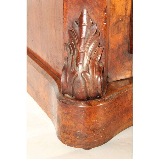 Wood English Victorian Burl Walnut and Walnut Two Door Cabinet With Marble Top For Sale - Image 7 of 13