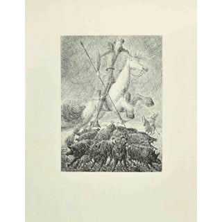 Wladyslaw Jahl, Don Quixote's Hunt, Etching, 1951 For Sale