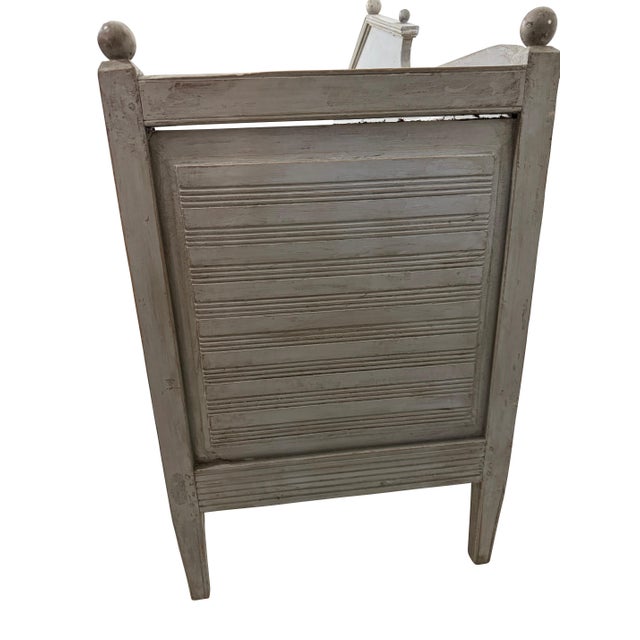 19th Century Neoclassical Style Swedish Grey Gustavian Storage Sofa Hand Carved For Sale In Boston - Image 6 of 18