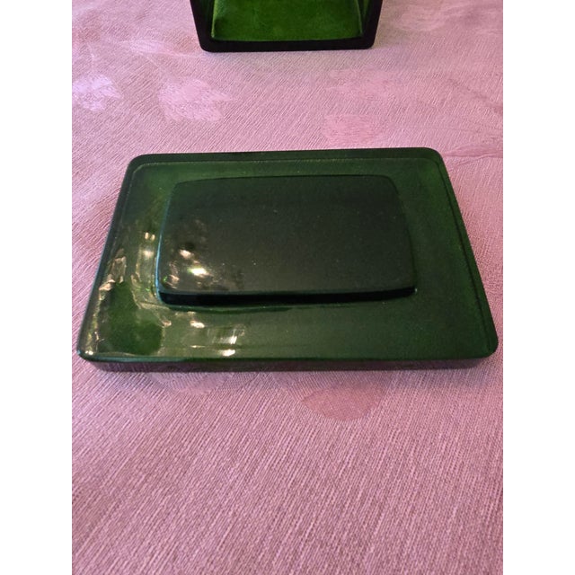 Antique Emerald Art Glass Crystal Art Nouveau Clock For Sale - Image 15 of 16