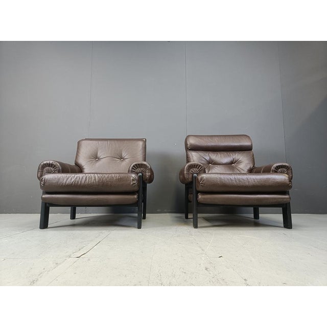 Set of Leather Armchairs, Denmark, 1960s For Sale - Image 13 of 15