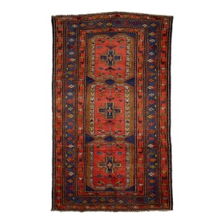 Antique Kurdish Wool Runner Handmade Red With Tribal Design For Sale