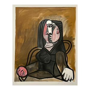 (after) Pablo Picasso, Pablo Picasso Estate Hand Signed Cubist Lithograph Abstract Woman Portrait Tete