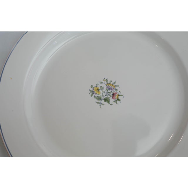Late 20th Century French Moustiers Faïence Dinnerware Set for Eight | Atelier De Ségriès | Hand-Painted Blue Banded Floral - 35pcs For Sale - Image 13 of 18