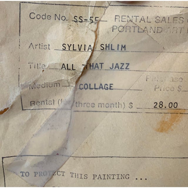 Mid 20th Century Sylvia Shlim Mixed Media Collage "All That Jazz", Framed For Sale - Image 4 of 9