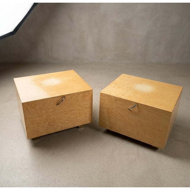 Mid-Century Modern Italian Nightstands by Giovanni Offredi for Saporiti, 1980s, Set of 2 For Sale - Image 3 of 14