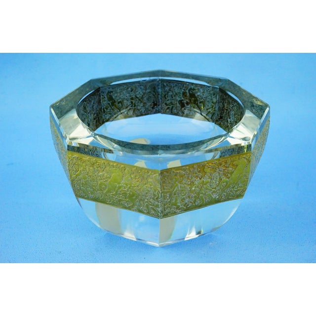 Glass Vintage Crystal and Gold Centerpiece Vase by Ludwig Moser, 1940s For Sale - Image 7 of 18