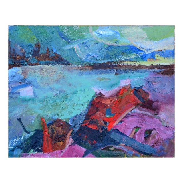 Vibrant Shoreline - Abstract Impressionist Landscape in Oil on Canvas Gorgeous, vibrant abstract impressionist shoreline...