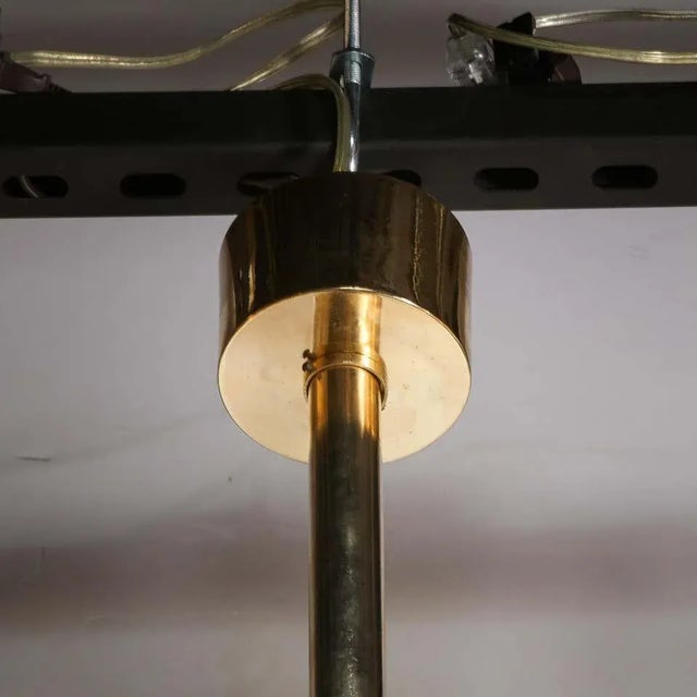 Mid-Century Modern Brass & Hand Blown Translucent/ Topaz Murano Glass Chandelier For Sale - Image 9 of 12