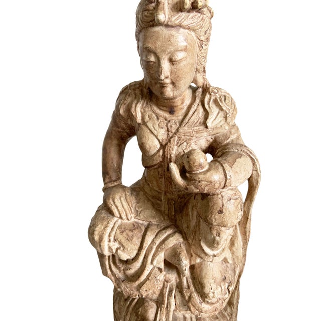 Vintage 1960s Quanyin Quan Yin Large James Mont Style Buddha Table Lamp For Sale - Image 4 of 6