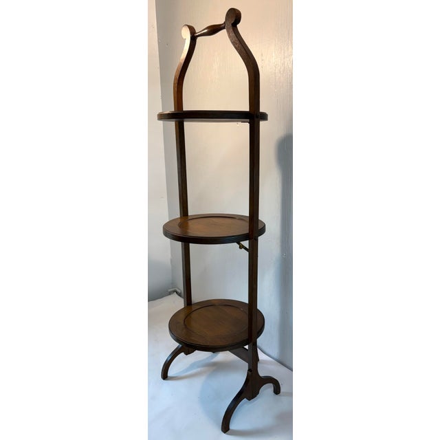 Mid 20th Century Vintage English Folding Muffin or Pie Stand For Sale - Image 5 of 11