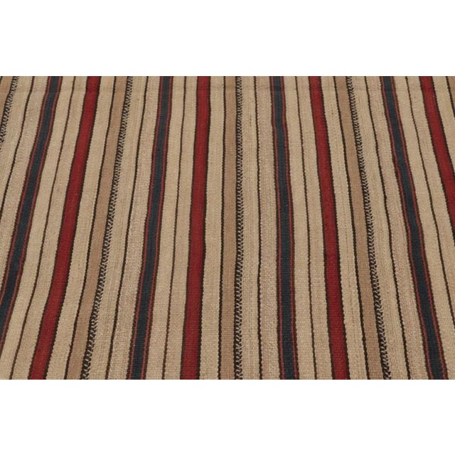 1950s Vintage Persian Kilim in Crimson Red and Beige-Brown Stripes - Rug & Kilim For Sale - Image 5 of 10
